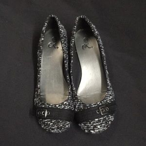 It's Ok Black and Gray Wedge Flats.